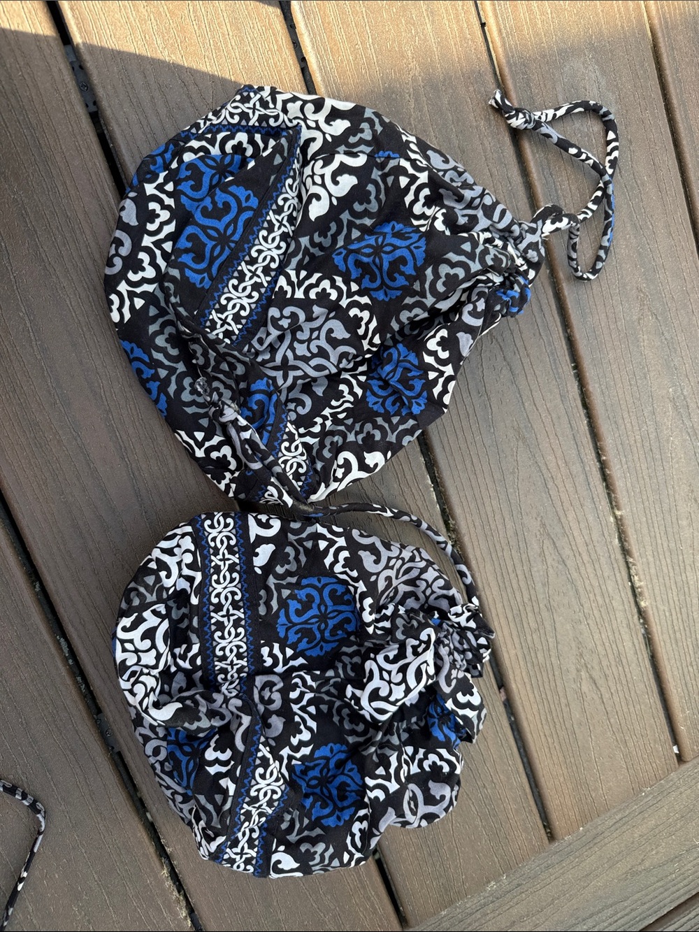 Vera Bradley “Canterbury Colbalt” Quilted Navy & White Patterned Tote Set 9 pcs - Picture 5 of 9